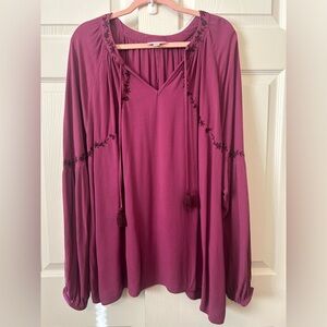 Knox Rose Magenta Blouse with Embroidery